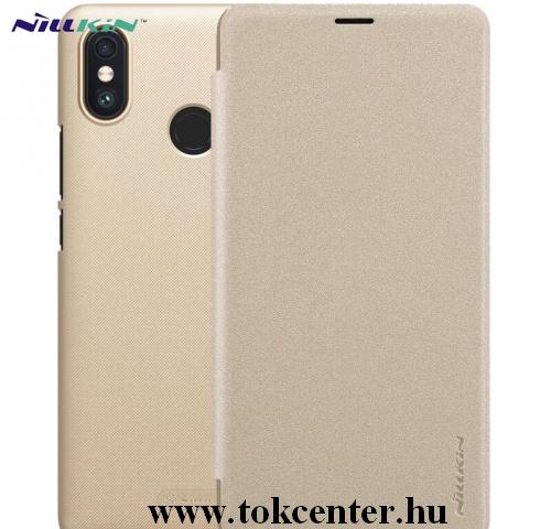 XIAOMI Mi Max 3 NILLKIN SPARKLE műanyag telefonvédő (mikroszálas bőr aktív flip, oldalra nyíló) ARANY	