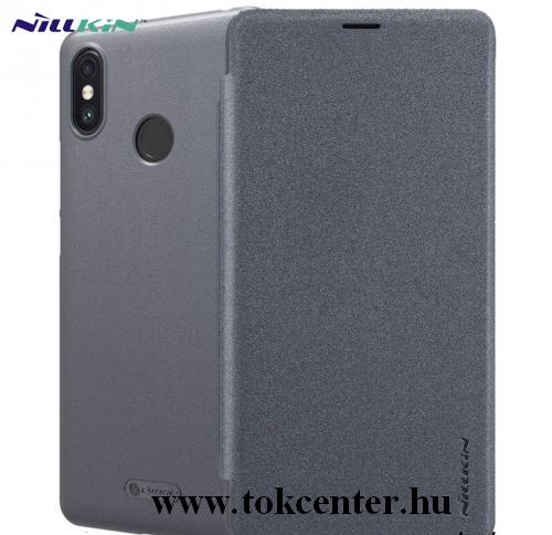 XIAOMI Mi Max 3 NILLKIN SPARKLE műanyag telefonvédő (mikroszálas bőr hatású aktív flip, oldalra nyíló) FEKETE