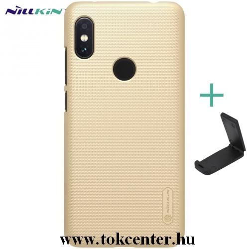 XIAOMI Redmi Note 6 Pro NILLKIN SUPER FROSTED műanyag telefonvédő (gumírozott, érdes felület + asztali tartó) ARANY	