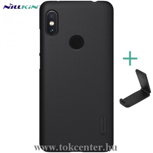 XIAOMI Redmi Note 6 Pro NILLKIN SUPER FROSTED műanyag telefonvédő (gumírozott, érdes felület + asztali tartó) FEKETE	