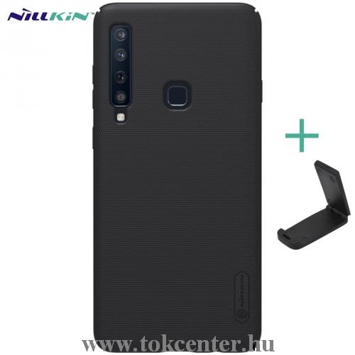 SAMSUNG Galaxy A9 (2018) SM-A920 NILLKIN SUPER FROSTED műanyag telefonvédő (gumírozott, érdes felület + asztali tartó) FEKETE	