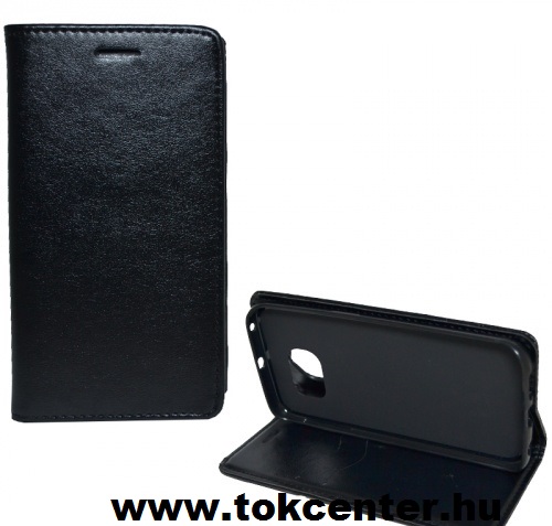 Samsung Galaxy S6 EDGE (SM-G925F) Tok álló, bőr (FLIP, mágneses, oldalra nyíló, bankkártya tartó, asztali tartó funkció) FEKETE