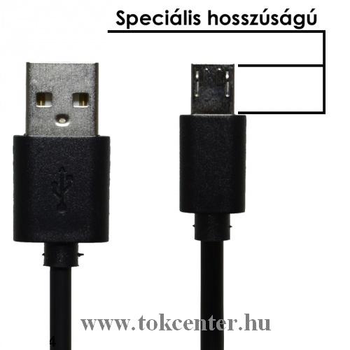 Adatátvitel adatkábel és töltő (microUSB speciális, vékonyított fej, 90 cm) FEKETE