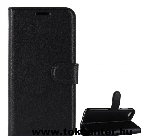 HTC Desire 12 Tok álló, bőr (FLIP, oldalra nyíló, asztali tartó funkció, prémium) FEKETE	