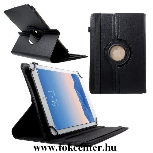 Tok álló, bőr hatású (FLIP, asztali tartó funkció, univerzális, 360°-ban forgatható, 9-10'' méret) FEKETE