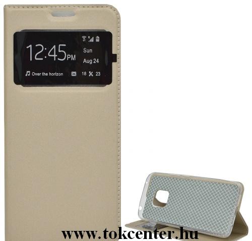 HUAWEI Mate 20 Pro Tok álló, bőr (FLIP, oldalra nyíló, asztali tartó funkció, szilikon belső, S-View Cover) ARANY	