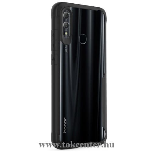 HUAWEI Honor 10 Lite /HUAWEI P Smart (2019) Műanyag telefonvédő (szilikon keret, közepesen ütésálló, légpárnás sarok) FEKETE	