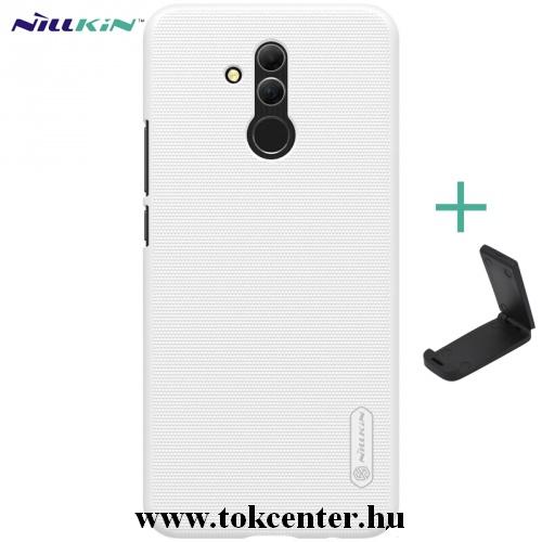 HUAWEI Mate 20 Lite NILLKIN SUPER FROSTED műanyag telefonvédő (gumírozott, érdes felület + asztali tartó) FEHÉR	