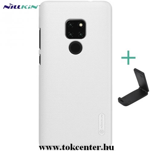 HUAWEI Mate 20 NILLKIN SUPER FROSTED műanyag telefonvédő (gumírozott, érdes felület + asztali tartó) FEHÉR	