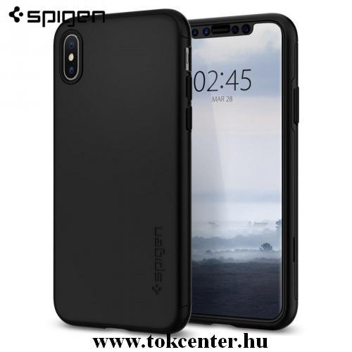 APPLE IPhone X 5.8 /APPLE IPhone XS 5.8 SPIGEN THIN FIT 360 műanyag telefonvédő (közepesen ütésálló, 360° védelem, edzett üveg) FEKETE	