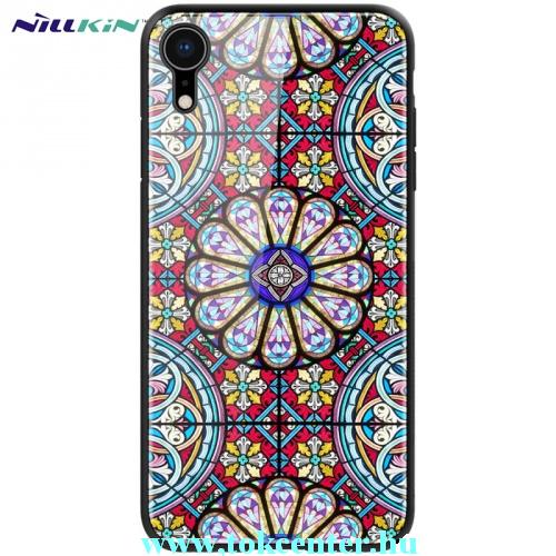 APPLE IPhone XR 6.1 NILLKIN DREAMLAND telefonvédő szilikon keret (BUMPER, közepesen ütésálló, edzett üveg hátlap, ólomüveg minta) SZÍNES	