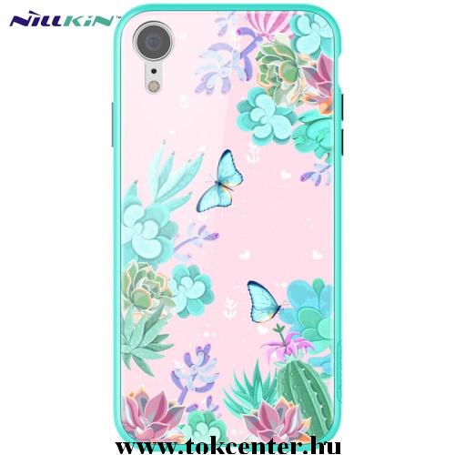 APPLE IPhone XR 6.1 NILLKIN FLORAL telefonvédő szilikon keret (BUMPER, közepesen ütésálló, edzett üveg hátlap, pillangó, virágminta) SZÍNES	