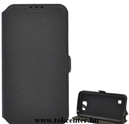 LG K4 (K120e) Tok álló, bőr (FLIP, oldalra nyíló, asztali tartó funkció) FEKETE