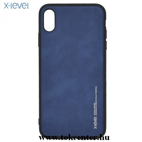 APPLE IPhone XS Max 6.5 X-LEVEL telefonvédő gumi / szilikon (bőr hátlap) KÉK	
