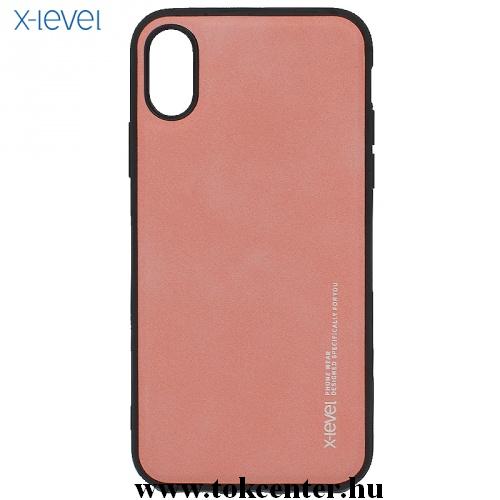 APPLE IPhone X 5.8 /APPLE IPhone XS 5.8 X-LEVEL telefonvédő gumi / szilikon (bőr hátlap) RÓZSASZÍN	
