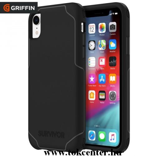 APPLE IPhone XR 6.1 Műanyag telefonvédő SURVIVOR STRONG (szilikon keret, 2.1 méterig ütésálló) FEKETE	