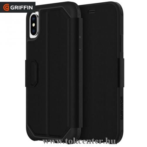 APPLE IPhone X 5.8 /APPLE IPhone XS 5.8 Tok álló, bőr SURVIVOR WALLET (FLIP, 1.2 méterig ütésálló, oldalra nyíló, bankkártya tartó) FEKETE	