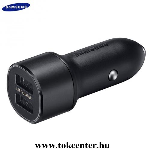 Szivargyújtó töltő/autós töltő 2 x USB aljzat (5V / 2000mA, gyorstöltés támogatás, kábel nélkül) FEKETE (EP-L1100NBEG)