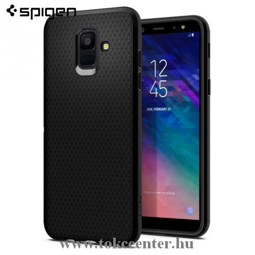 SAMSUNG Galaxy A6 (2018) SM-A600F SPIGEN LIQUID AIR telefonvédő gumi / szilikon (háromszög minta) FEKETE	