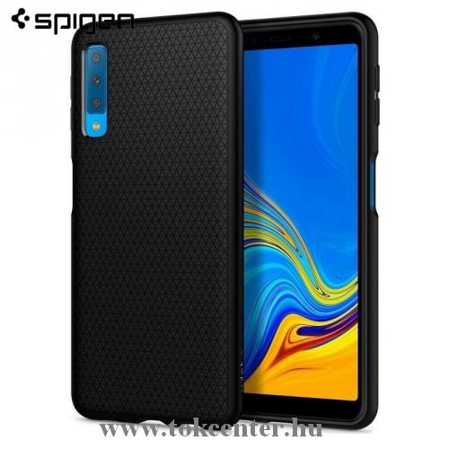 SAMSUNG Galaxy A7 (2018) SM-A750F SPIGEN LIQUID AIR telefonvédő gumi / szilikon (háromszög minta) FEKETE	