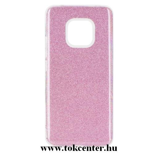 HUAWEI Mate 20 Pro Telefonvédő gumi / szilikon (műanyag belső, csillogó hátlap) RÓZSASZÍN	