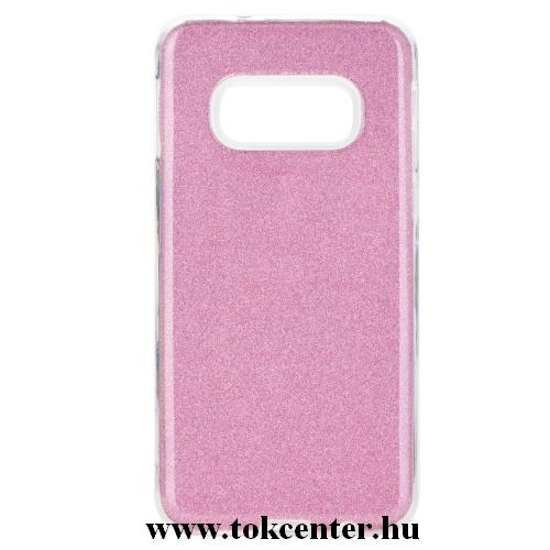 SAMSUNG Galaxy S10e (SM-G970) Telefonvédő gumi / szilikon (műanyag belső, csillogó hátlap) RÓZSASZÍN	