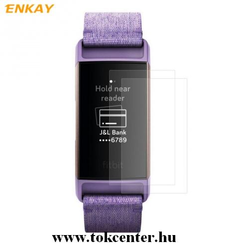 Fitbit Charge 3 ENKAY kijelzővédő fólia (2 db, öntapadós PET) CLEAR átlátszó