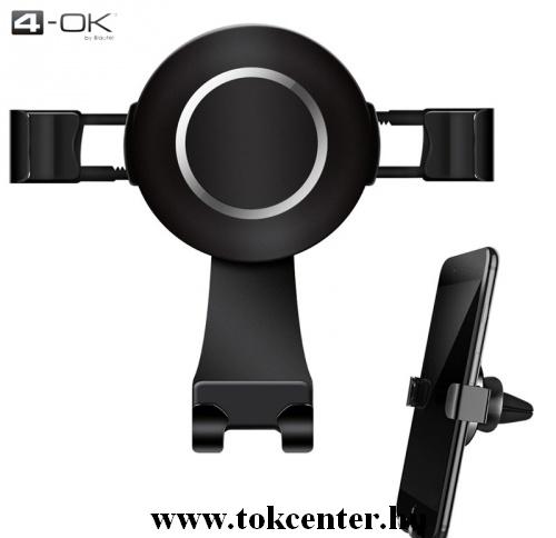 4-OK UNIVERZÁLIS gépkocsi / autó konzol (szellőzőre, 360°-ban forgatható, automata, töltő kialakítás) FEKETE	
