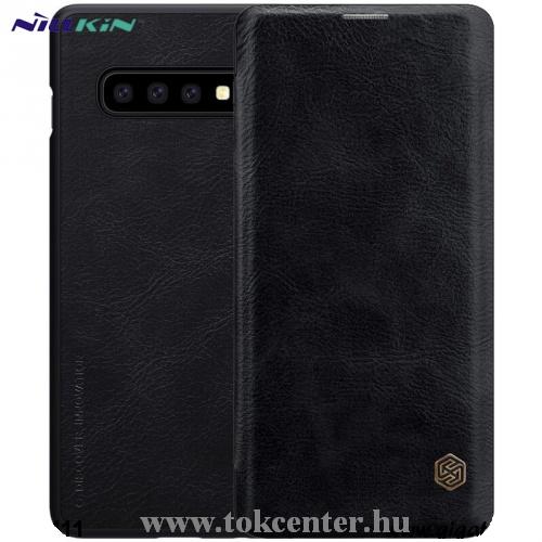 SAMSUNG Galaxy S10 Plus (SM-G975) NILLKIN QIN tok álló, bőr (FLIP, oldalra nyíló, bankkártya tartó) FEKETE	