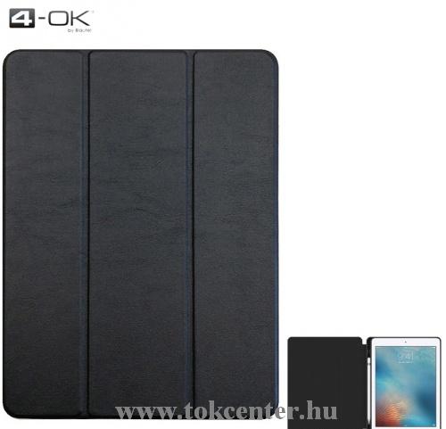 APPLE IPAD 9.7 (2017) /APPLE IPAD 9.7 (2018) 4-OK tok álló, bőr (aktív flip, oldalra nyíló, TRIFOLD asztali tartó funkció, Apple Pencil tartó) FEKETE	