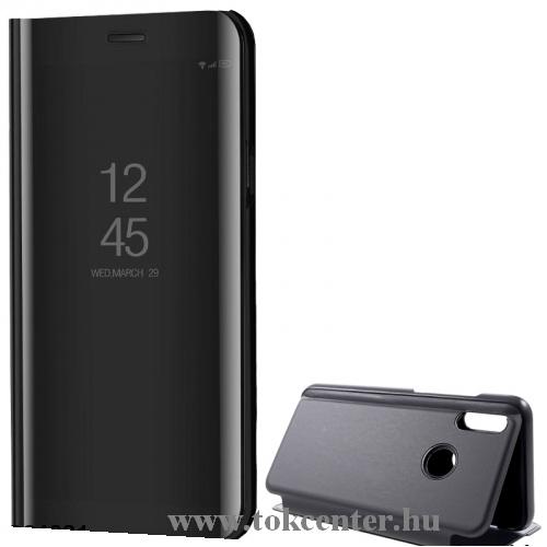 Honor 10 Lite Tok álló (FLIP, oldalra nyíló, asztali tartó funkció, tükrös felület, Mirror View Cover) FEKETE	