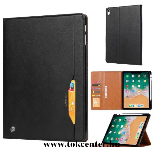 APPLE IPAD Pro 12.9 (2018) Tok álló, bőr (FLIP, oldalra nyíló, asztali tartó funkció) FEKETE	