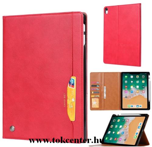 APPLE IPAD Pro 12.9 (2018) Tok álló, bőr (FLIP, oldalra nyíló, asztali tartó funkció) PIROS	