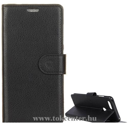 HUAWEI Honor View 20 Tok álló, bőr hatású (FLIP, oldalra nyíló, asztali tartó funkció, prémium) FEKETE