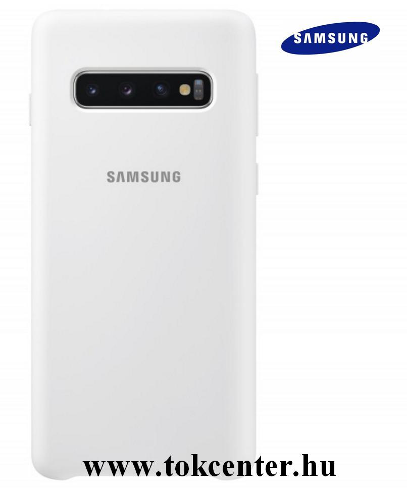 SAMSUNG Galaxy S10 Plus (SM-G975) SZILIKON VÉDŐTOK, FEHÉR (EF-PG975TWEG)