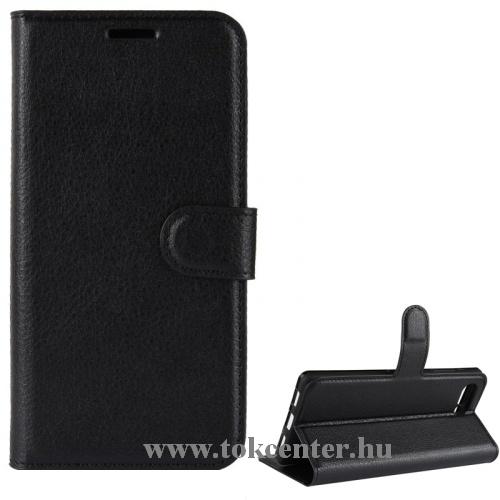 BLACKBERRY KEY2 Tok álló, bőr (FLIP, oldalra nyíló, asztali tartó funkció, prémium) FEKETE	