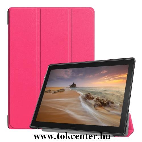 LENOVO Tab E10 (TB-X104F) Tok álló, bőr (FLIP, oldalra nyíló, TRIFOLD asztali tartó funkció) RÓZSASZÍN	