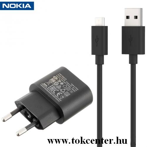 Hálózati töltő USB aljzat (5V / 2000mA, microUSB kábel, gyorstöltés támogatás) FEKETE	
