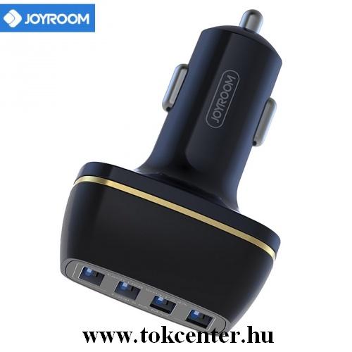 JOYROOM szivargyújtó töltő/autós töltő 4 x USB aljzat (5V/5600mA, gyorstöltés támogatás, LED, kábel nélkül) FEKETE	