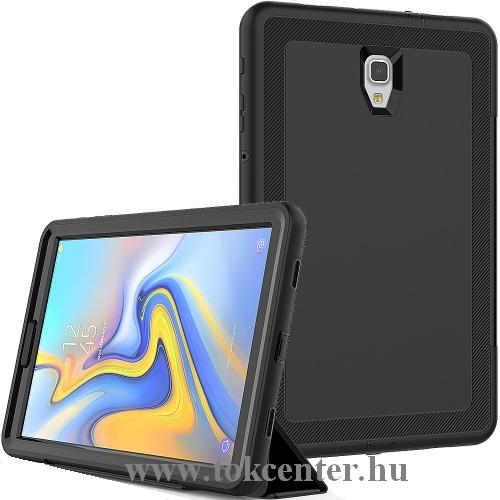 SAMSUNG Galaxy Tab A 10.5 (2018) SM-T595 /SM-T590 Defender telefonvédő gumi (FLIP előlap, műanyag belső, TRIFOLD asztali tartó funkció, közepesen ütésálló) FEKETE	
