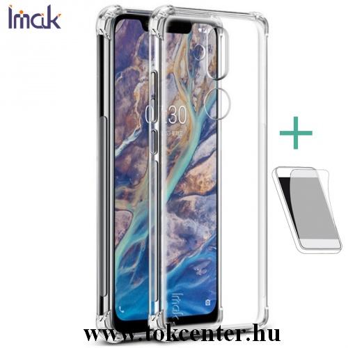 NOKIA 8.1 (X7) IMAK telefonvédő gumi / szilikon (közepesen ütésálló, légpárnás sarok + képernyővédő fólia) ÁTLÁTSZÓ	