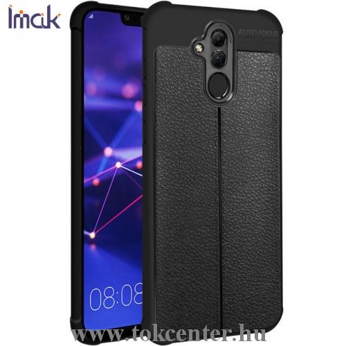 HUAWEI Mate 20 Lite IMAK VEGA telefonvédő gumi / szilikon (közepesen ütésálló, bőrhatás, varrás minta, légpárnás sarok) FEKETE	