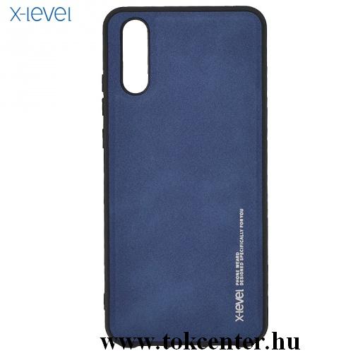 HUAWEI P20 X-LEVEL telefonvédő gumi / szilikon (bőr hátlap) KÉK	