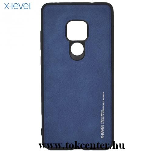 HUAWEI Mate 20 X-LEVEL telefonvédő gumi / szilikon (bőr hátlap) KÉK	