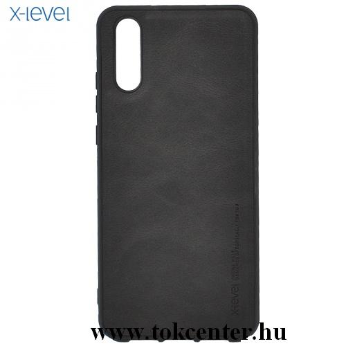 HUAWEI P20 X-LEVEL VINTAGE telefonvédő gumi / szilikon (bőr hátlap) FEKETE	