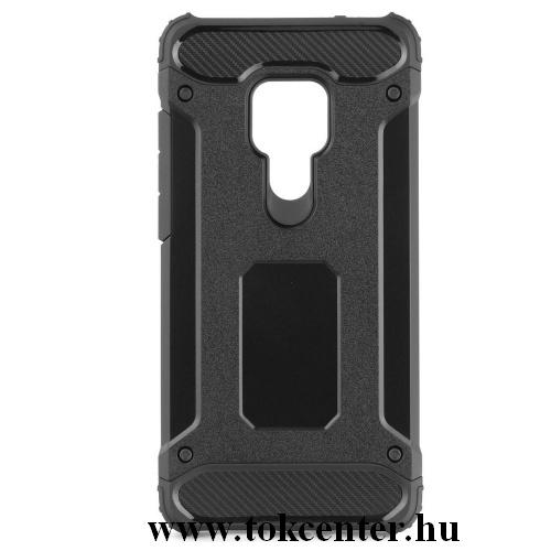 HUAWEI Mate 20 Defender műanyag telefonvédő (közepesen ütésálló, gumi / szilikon belső, fémhatás) FEKETE	