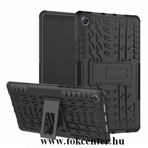 HUAWEI MediaPad M5 8.4 LTE /HUAWEI MediaPad M5 8.4 WIFI Defender műanyag telefonvédő (közepesen ütésálló, gumi / szilikon belső, kitámasztó, autógumi minta) FEKETE	