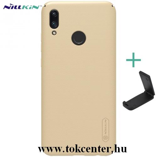 HUAWEI P Smart (2019) NILLKIN SUPER FROSTED műanyag telefonvédő (gumírozott, érdes felület + asztali tartó) ARANY	