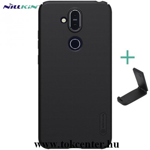NOKIA 8.1 (X7) NILLKIN SUPER FROSTED műanyag telefonvédő (gumírozott, érdes felület + asztali tartó) FEKETE	