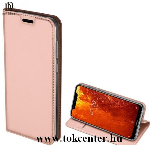 NOKIA 8.1 (X7) DUX DUCIS SKIN PRO tok álló, bőr (FLIP, oldalra nyíló, bankkártya tartó, asztali tartó funkció) ROZÉARANY	